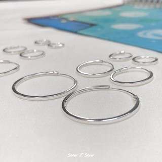 Sister J. ต่างหูห่วงเงินแท้ ต่างหูห่วงเหลี่ยม ต่างหู minimal hoop earring