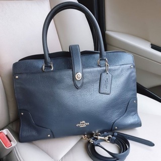 📌 6,190฿  Coach MERCER 33 SATCHEL IN GRAIN LEATHER #f37167 สีNavy ขนาด size 14" (L) x 9 1/4" (H) x 7"