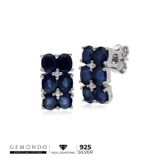 Gemondo ต่างหูเงินแท้ 925 ประดับไพลินกาญจนบุรี ดีไซน์ดอกเดลฟินเนียม : ต่างหูพลอย ต่างหูไพลิน ต่างหูเงิน พลอยไพลิน