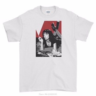 ผ้าฝ้ายคอกลมเสื้อยืด พิมพ์ลายโปสเตอร์ภาพยนตร์ Pulp Fiction สไตล์เรโทร สําหรับผู้ชายfrom S-4XL