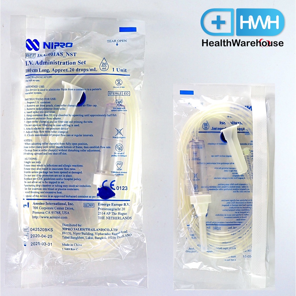 IV Set Nipro ชุดให้น้ำเกลือ แบบไม่ติดเข็ม Adult Set IV Nipro ชุดให้น้ำเกลือผู้ใหญ่