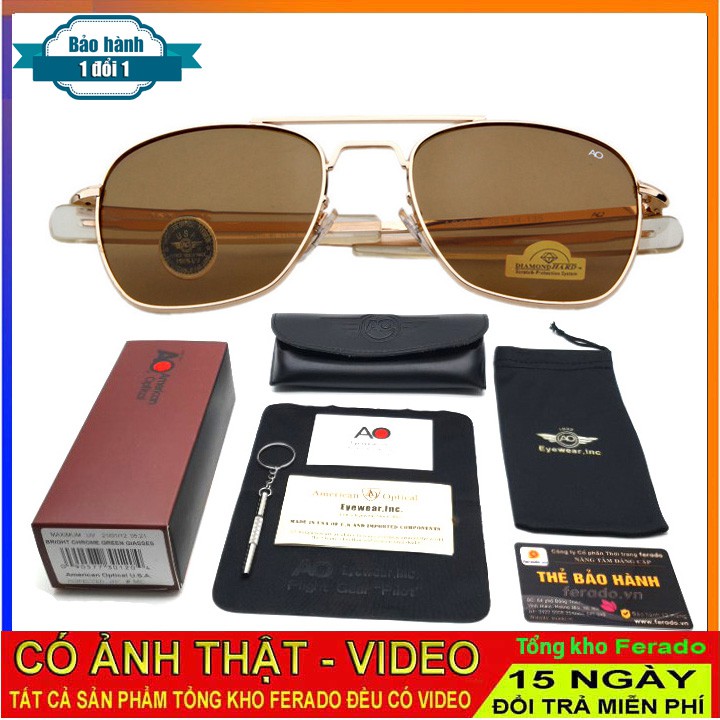 แว่นสายตา AO กรอบทอง และตาสีน้ําตาลชา แว่น Aviator