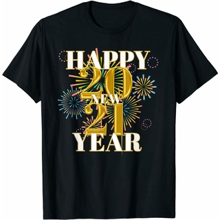 เสื้อยืด ผ้าฝ้าย พิมพ์ลายกราฟฟิค Happy New Years Eve แฟชั่น 2021