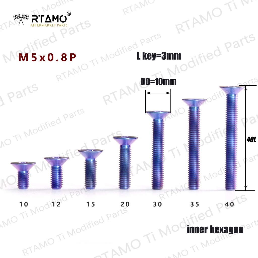RTAMO Titanium Gr5 M5(#8)x10 12 15 20 25-60L Momo Nardi Flat Head แผ่น Abs พวงมาลัย ฝาถังน้ํามันเชื้อเพลิง