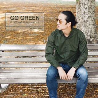 GO GREEN เสื้อเชิ้ต คอปก/คอจีน แขนยาว สีเขียว ขี้ม้า สีเขียวทหาร