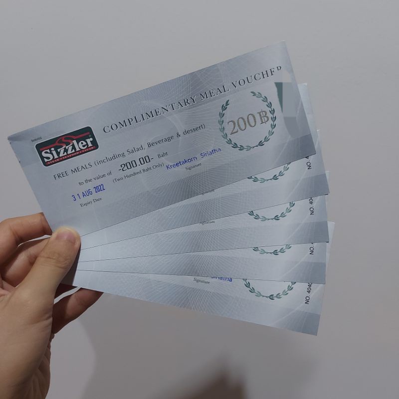 (ส่งฟรี) บัตรแทนเงินสด Sizzler 1,000 บาท (200 บาท 5 ใบ)