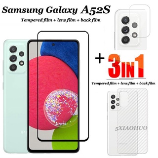 （3 in 1）Samsung Galaxy A52 A32 A01 A03S A52S A22 A11 A21S A10S A20S A30S A50S A71 A51 ฟิล์มกระจกนิรภัย + ฟิล์มกันรอย +ฟิล์มป้องกันเลนส์ สำหรับ