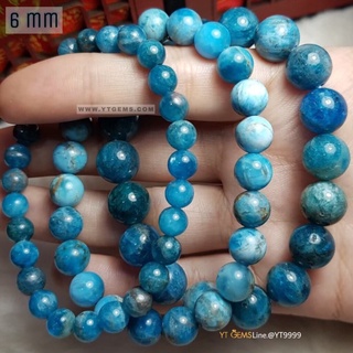 สร้อยข้อมือบลูอพาไทต์ (Blue Apatite) หินแท้ 6 มม. YTG-11211