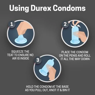 (แบบซอง 1 ชิ้น) Durex ถุงยางอนามัย ดูเร็กซ์ เลือกแบบได้ แท้ 100% ขนาด 49 - 56 มม.