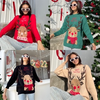 wynn Christmas sweater🦌🎅🏻🎄☃️คริสมาสนี้ใครไม่มี พลาดมากค่า เสื้อสเวตเตอร์ลายน้องกวางเรนเดียร์ ไหมพรมเนื้อหนานุ่มมากกก