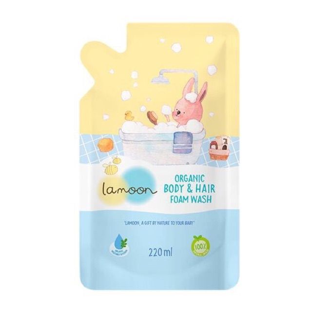 Lamoon ละมุนเบบี้ โฟมอาบนํ้า-สระผม ออร์แกนิค 220 มล. ถุงรีฟิล
