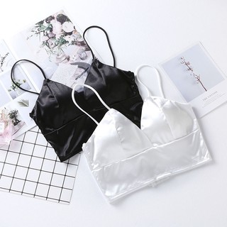 💥Lookmebra_SHOP💥 (N347) ชุดชั้นในผ้าซาติน มีตะขอหลัง ผ้านิ่มดีเนื้อมันวาว