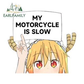 Earlfamily สติกเกอร์ ลายการ์ตูนอนิเมะ Tohru My Motorcycle Is Slow ขนาด 13 ซม. X 11.9 ซม. สําหรับติดตกแต่งรถมอเตอร์ไซค์