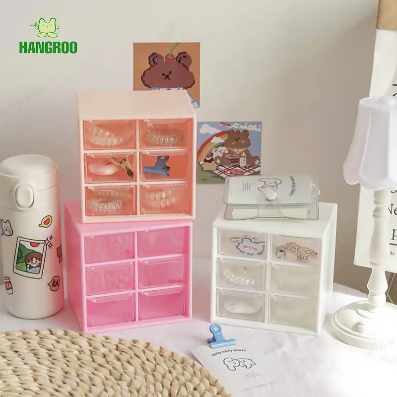 HANGROO H8810 กล่องลิ้นชัก 6ช่อง เก็บเครื่องสำอาง กล่องเก็บของอเนกประสงค์ เก็บอุปกรณ์เครื่องเขียน