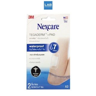 3M Tegaderm with PAD 5x7 cm 2pcs (A3) - 3เอ็ม เทกาเดิร์ม แผ่นฟิล์มกันน้ำ ขนาด 5x7 ซม. 1 ซอง บรรจุ 2 ชิ้น