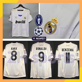 เสื้อกีฬาแขนสั้น ลายทีมชาติฟุตบอล Real Madrid 09/10 2009/2010 KAKA 8 RONALDO 9 BENZEMA 11 ชุดเหย้า