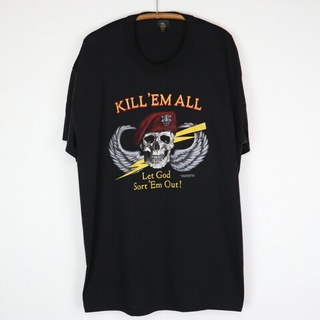 tshirtเสื้อยืดคอกลมฤดูร้อนขายดี เสื้อยืดลําลอง แขนสั้น พิมพ์ลาย Kill Em All Let God Sort Em Ou IDlenp95IKapna44 สไตล์ว