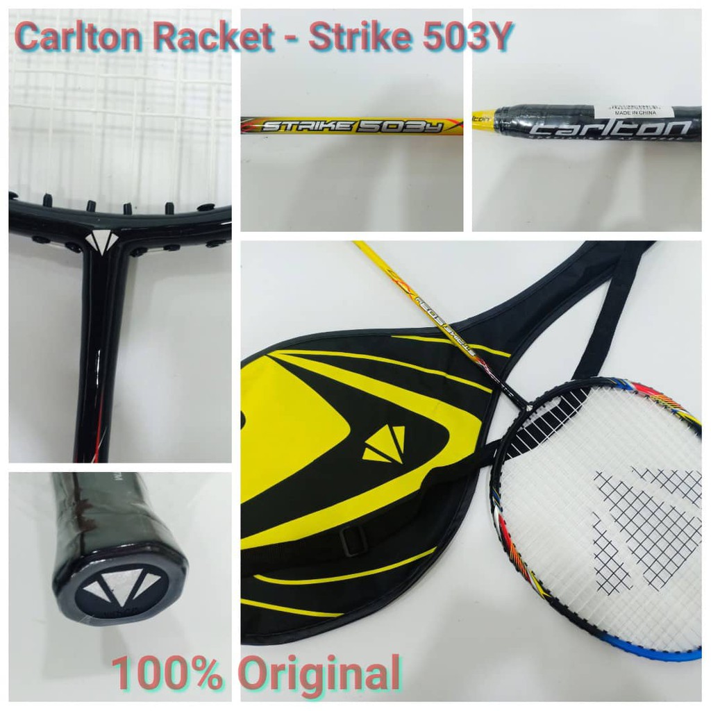 ไม้แบดมินตัน Carlton- รุ่น Strike 503Y สีฟ้า - พร้อมสายและฝาครอบ