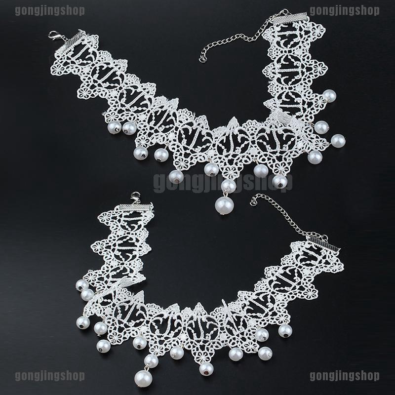 GONGJINGSHOP Trendy Sexy Lace Pearl Necklace Creative Romantic Women Jewelry Accessories