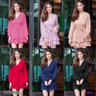 10350 Jumpsuit จั๊มสูทสั้น คอวี แขนยาว Short jumpsuit, V-neck, long sleeves