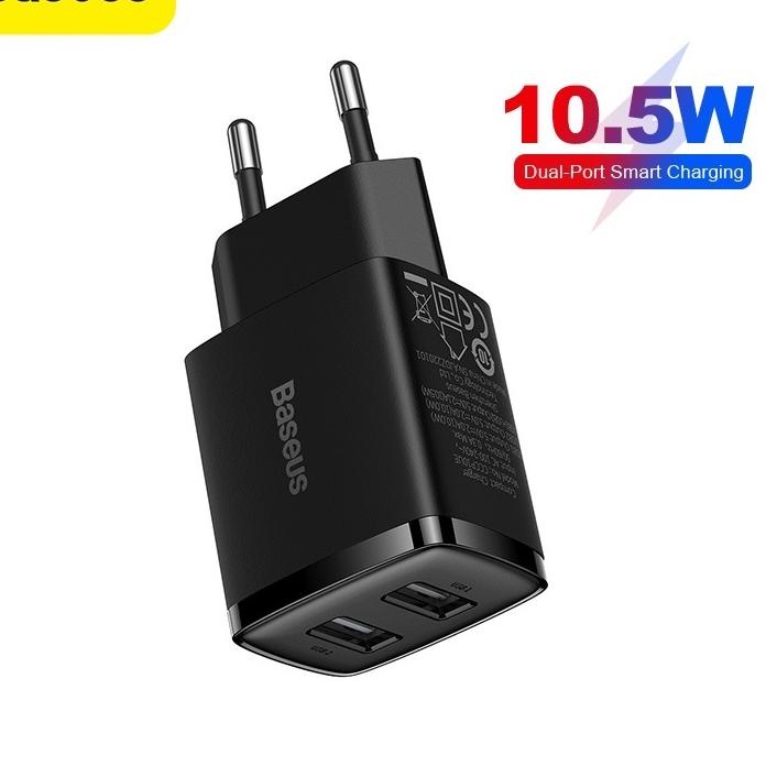 ทันสมัย.. Baseus Mini Dual USB Charger EU Plug Charger Head