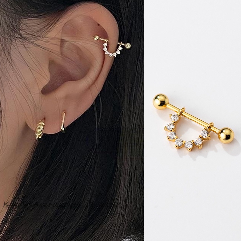ชุดเครื่องประดับ ต่างหูเพทาย แบบเกลียว ไม่ทําให้เกิดอาการแพ้ สําหรับผู้หญิง 1 ชิ้น