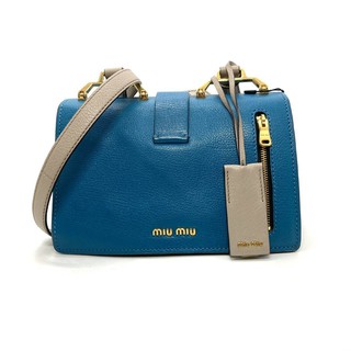 (MP8278) กระเป๋า Miu Miu กระเป๋าแบรนด์เนมมือสอง Used Miu Miu Mandras Mini Bag สี Laguna/Pomice Goats Skin GHW-Moppet