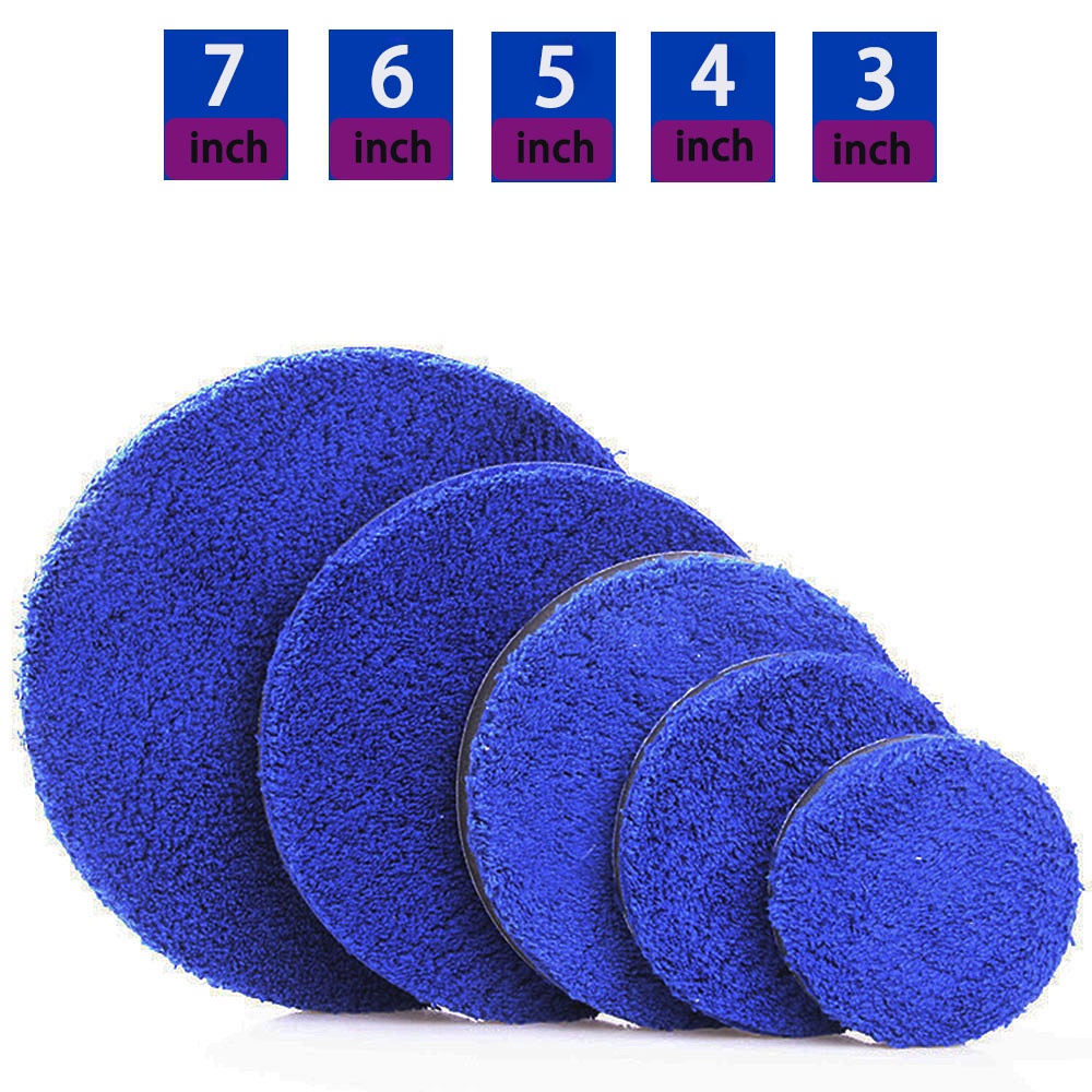 2PCS 3/4/5/6/7 นิ้วถอด Wax บัฟเฟอร์ Pads ไมโครไฟเบอร์ขัด Pad เปลี่ยน Buffing Pads สําหรับ DA/RO ขัดล้างรถทําความสะอาด