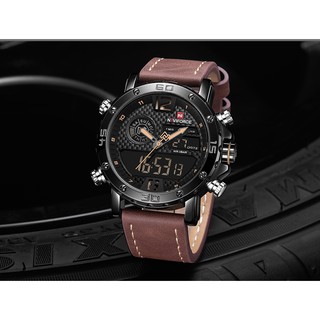 นาฬิกา Naviforce NF9134 (BYBN) Black Yellow สายหนังสีน้ำตาล ของแท้