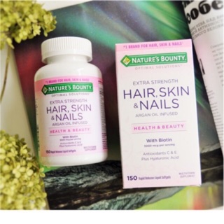 NATURES BOUNTY Hair, Skin &amp; Nails with Biotin 5000 mcg 150 Liquid Softgels (150เม็ด)ของแท้100%