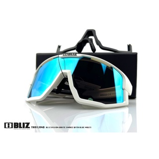 แว่นกันแดดสายสปอร์ต Bliz Vision Sunglasses. Matt White &amp; Smooke withh Blue Multi Lens ของแท้