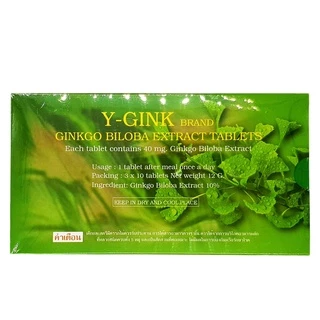 Y-Gink Ginkgo Biloba วาย กิง ใบแป๊ะก๊วยสกัด 30 เม็ด [6 กล่อง] HH 7201 ตัวช่วยคนทำงานและวัยเรียน