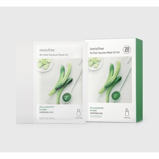 innisfree My real squeeze mask EX Set(20ml) อินนิสฟรี มาส์กหน้า แตงกวา (1 แผ่น)