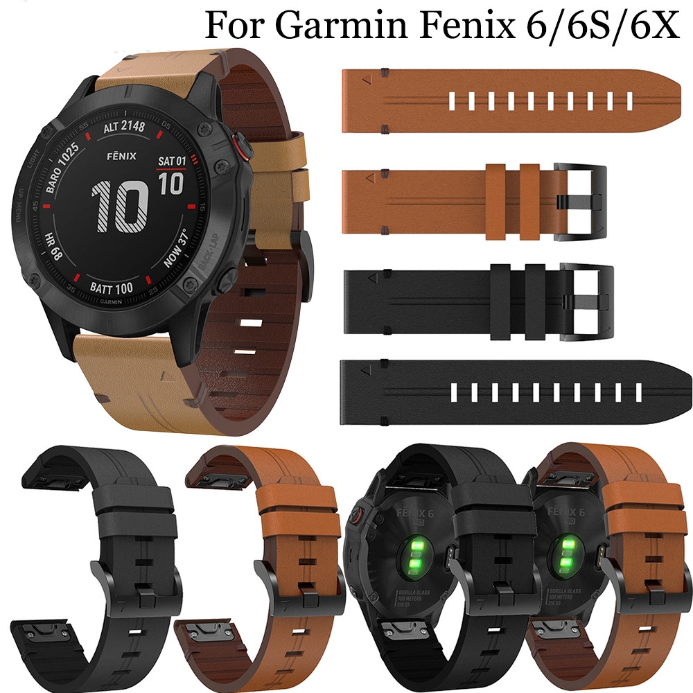 20 มม.22 มม.26 มม.สายหนังแท้ Garmin Fenix 5/5X Plus 6/6X Pro สมาร์ทวอทช์สายรัดข้อมือหนัง