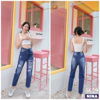 👖NN-ST🌟 งานกางเกงทรงบอยสลิม ทรงสวยๆ งานยีนส์นำเข้า ผ้าไม่ยืด แต่งขาดหน้า เก๋ๆ งานฟอกเข้ม