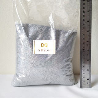 กากเพชรสีเงิน (แวววาวธรรมดาไม่ท้อนแสงรุ้ง) Glitter เกรดA / 1 กก.