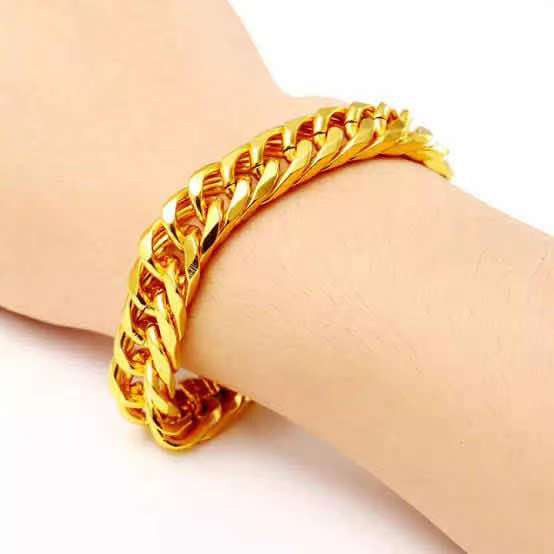 สร้อยข้อมือ สร้อยข้อมือทอง ลายเลสทอง หนัก2บาท ยาว8นิ้ว ชุบด้วยเศษทอง เศษทองเยาวราช ชุบทอง HJ05