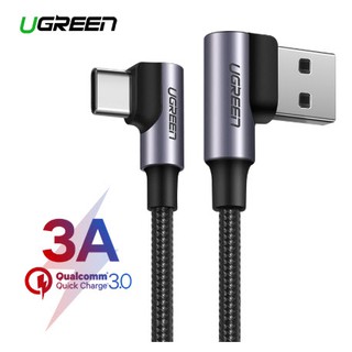 Ugreen สายถัก 3A USB Type C 90 Degree(2ด้าน) USB C SYNC &amp; QUICK CHARGE(20855,20856,20857)