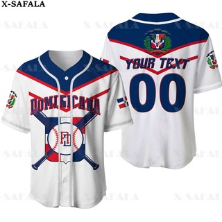 Dominican เสื้อเบสบอล พิมพ์ลายธงชาติสาธารณรัฐ 3D โอเวอร์ไซซ์ สําหรับผู้ชาย -2