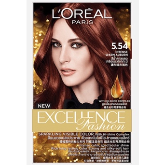 5.54 สีน้ำตาลแดงเหลือบมะฮอกกานี Loreal Excellence Fashion color cream ลอรีอัล เอ็กซ์เซลเลนซ์ ครีม