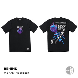 เสื้อยืดทุกวันBEHIND CLOTHING เสื้อยืดลาย “WE ARE THE SINNER” oversize SMLS-3XL