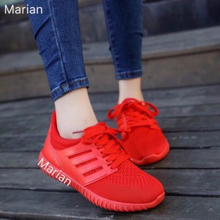 Marian รองเท้า รองเท้าผ้าใบผู้หญิงสีแดง รุ่น A037 - Red