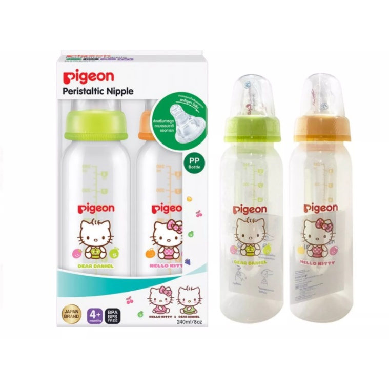 Pigeon พีเจ้น ขวดนม RPP Kitty 8 oz. คอแคบ พร้อมกับจุกนมเสมือนนมมารดา P2 / P4