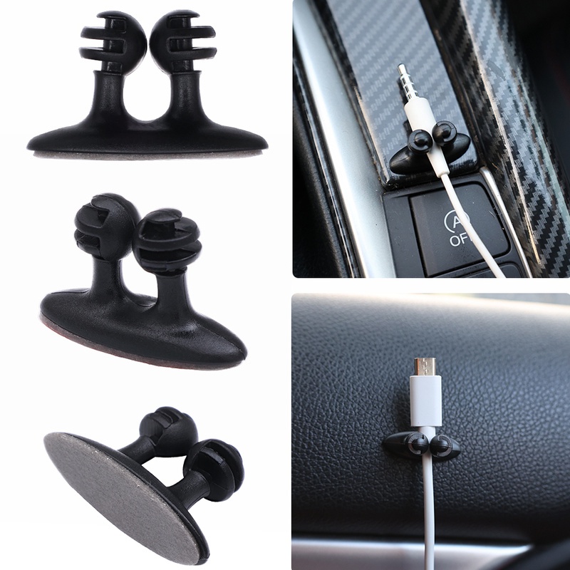 1 ชิ้น ที่ยึดสายไฟในรถยนต์ อเนกประสงค์ ที่ชาร์จ USB แบบมีกาวในตัว สายหูฟัง สายเคเบิล คลิปออแกไนเซอร์ อุปกรณ์ตกแต่งภายในรถยนต์อัตโนมัติ