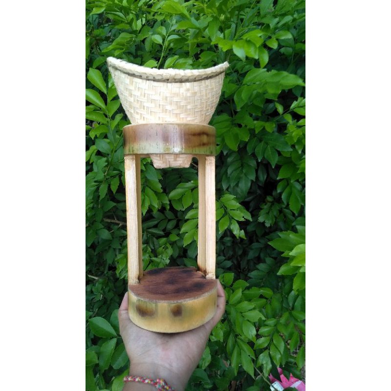 พร้อมส่ง!!ชุดดริปกาแฟทำจากไม้ไผ่หวดดริปกาแฟหวดจิ๋วไม้ไผ่สานcoffeedripperbamboo - รูปที่ 3