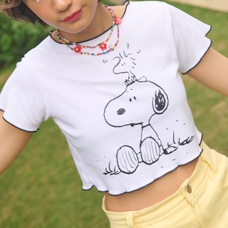 เสื้อครอป Peanuts Snoopy White