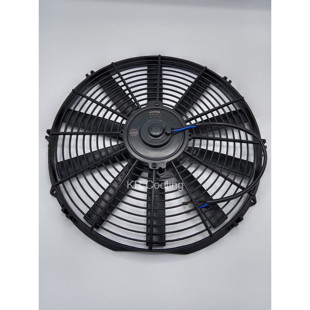 พัดลม ระบายความร้อน เป่าแผงแอร์รถยนต์ 14 นิ้ว (บาง) 12V,24V โครงพลาสติก  พัดลมไฟฟ้า พัดลมหม้อน้ำ หนา 6.6เซน