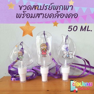 ขวดสเปรย์ห้อยคอ ขวดสเปรย์แอลกอฮอพกพา แบบมีสายคล้องคอ 50 ML.