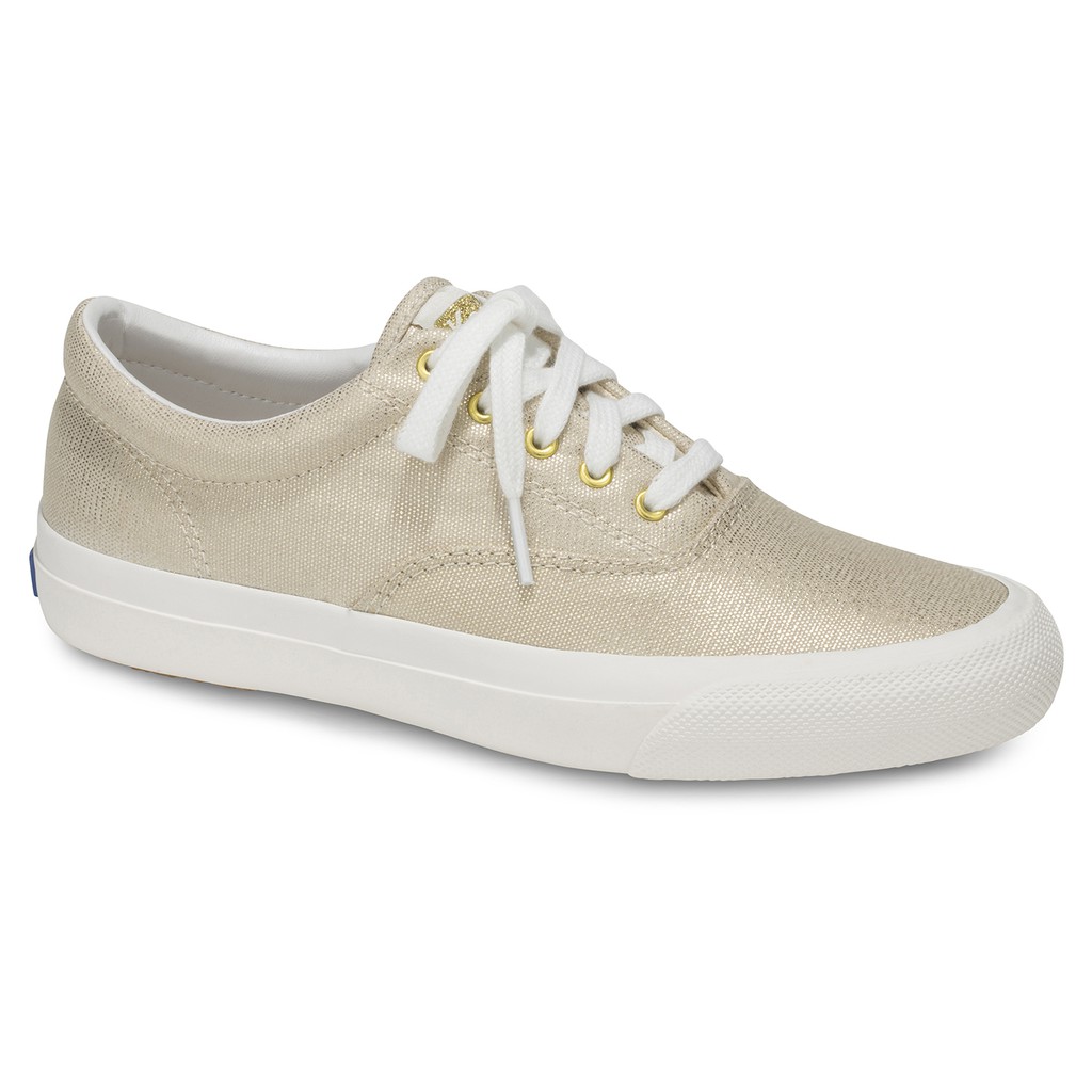 รองเท้า WF58145 แบบผูกเชือก NATURAL/GOLD LINEN ผ้าใบผู้หญิง ANCHOR KEDS สีทอง METALLIC