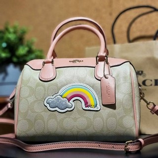 COACH MINI BENNETT SATCHEL IN SIGNATURE CANVAS WITH RAINBOW MOTIF